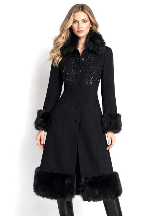 Tracy Reese Jackets & Blazers - Tracy Reese Black Beaded Wool Penny Lane Coat 4